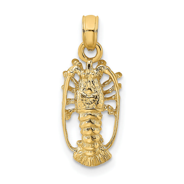 10k Yellow Gold Lobster Pendant, Nautical Ocean Life Theme, Unisex Sea Creature Charm