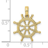 10k Yellow Gold Pendant, Ship Wheel Nautical Helm Design, Maritime Theme for Men or Unisex