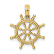 10k Yellow Gold Pendant, Ship Wheel Nautical Helm Design, Maritime Theme for Men or Unisex