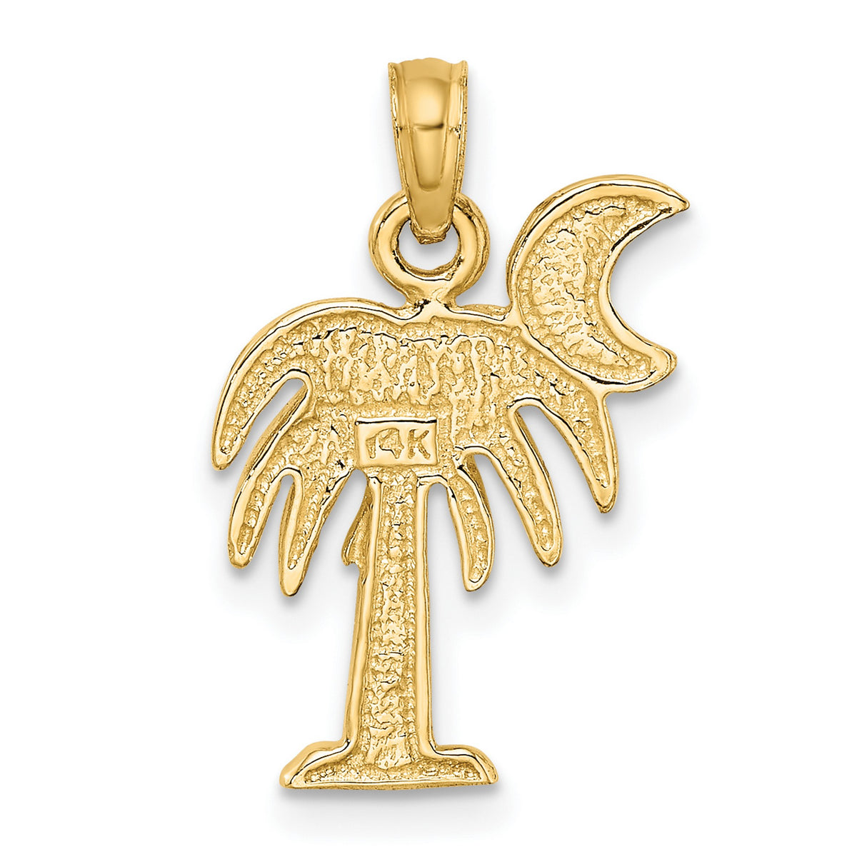 10k Yellow Gold Palm Tree and Crescent Moon Pendant, South Carolina Symbol Charm