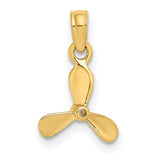 10k Yellow Gold Propeller Pendant, Nautical Three Blade Charm for Boaters and Sea Lovers