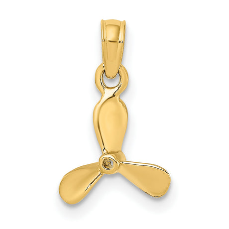 10k Yellow Gold Propeller Pendant, Nautical Three Blade Charm for Boaters and Sea Lovers