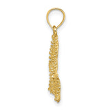 10k Yellow Gold Starfish Pendant with Textured Beaded Design, Nautical Coastal Theme