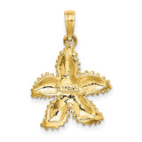 10k Yellow Gold Starfish Pendant with Textured Beaded Design, Nautical Coastal Theme