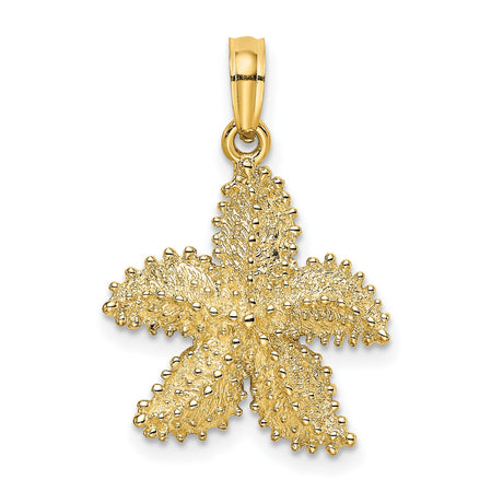 10k Yellow Gold Starfish Pendant with Textured Beaded Design, Nautical Coastal Theme