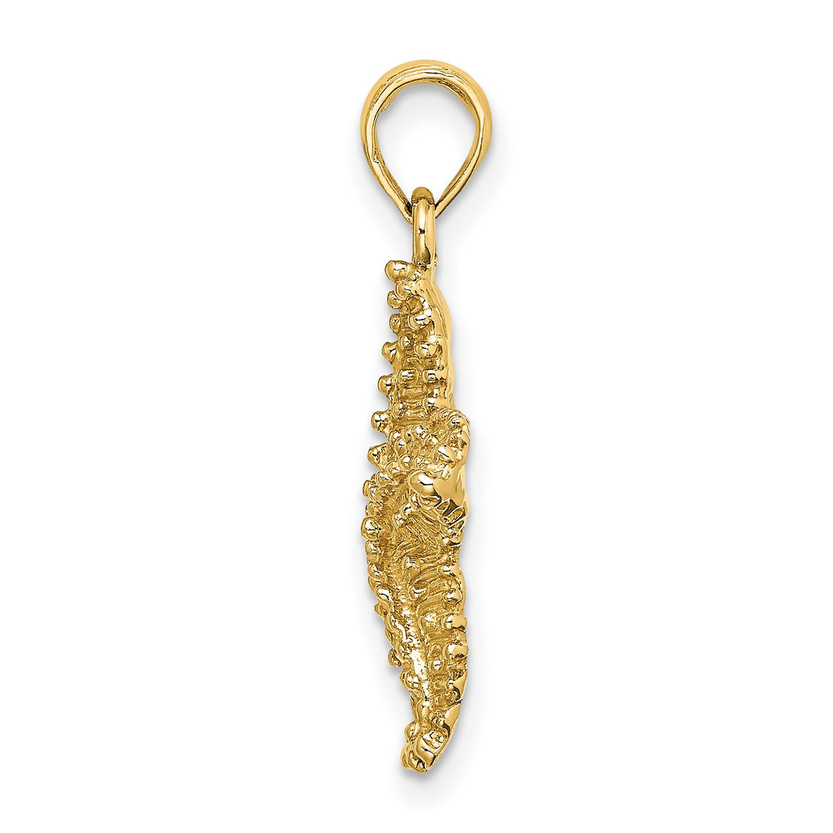 10k Yellow Gold Starfish Pendant with Textured Detailing, Nautical Marine Life Charm