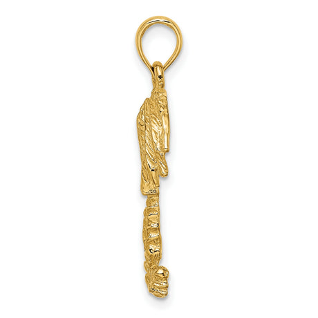 10k Yellow Gold Palm Tree Pendant, Textured Tropical Design, Beach Vacation Theme Jewelry
