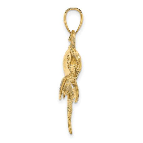 10k Yellow Gold Swordfish Pendant, Detailed Nautical Design, Ocean Adventure Style for Men or Unisex