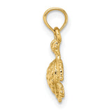 10k Yellow Gold Sea Turtle Pendant, Ocean Life Charm with Detailed Design