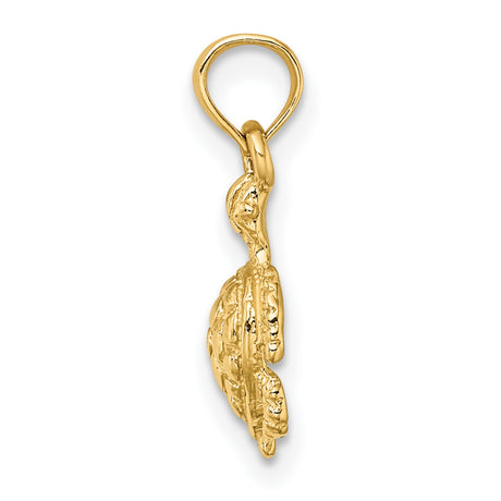 10k Yellow Gold Sea Turtle Pendant, Ocean Life Charm with Detailed Design
