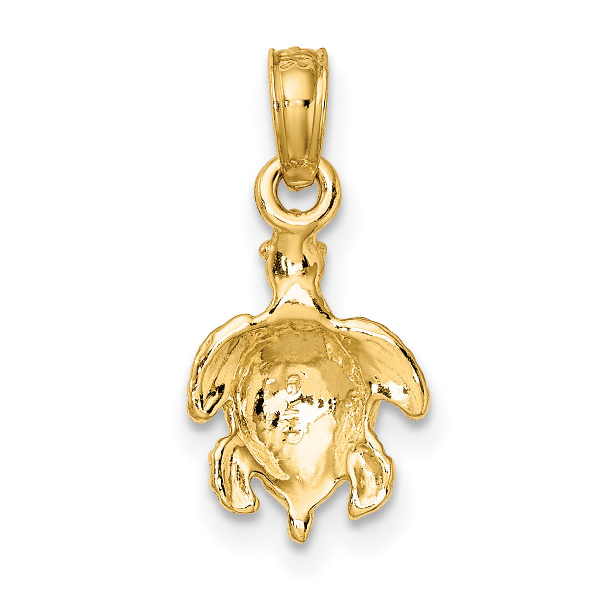 10k Yellow Gold Sea Turtle Pendant, Ocean Life Charm with Detailed Design