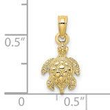 10k Yellow Gold Sea Turtle Pendant, Ocean Life Charm with Detailed Design
