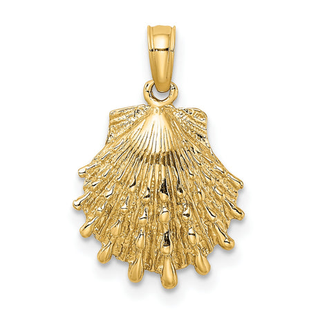 10k Yellow Gold Scallop Shell Pendant, Camino de Santiago Christian Pilgrimage Charm