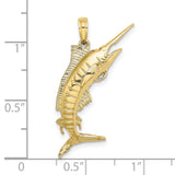 10k Yellow Gold Marlin Fish Pendant, Nautical Sport Fishing Jewelry for Men or Unisex