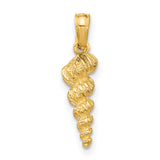 10k Yellow Gold Seashell Pendant, Detailed Spiral Shell Charm, Coastal Ocean Style for Women