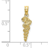 10k Yellow Gold Seashell Pendant, Detailed Spiral Shell Charm, Coastal Ocean Style for Women