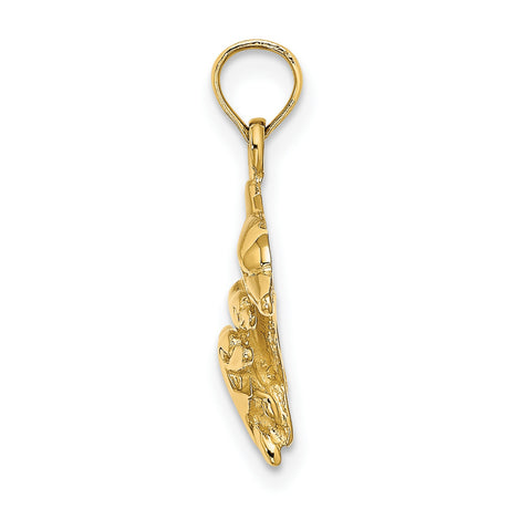 10k Yellow Gold Dolphin Pendant with Mother and Baby, Ocean Family Theme Charm