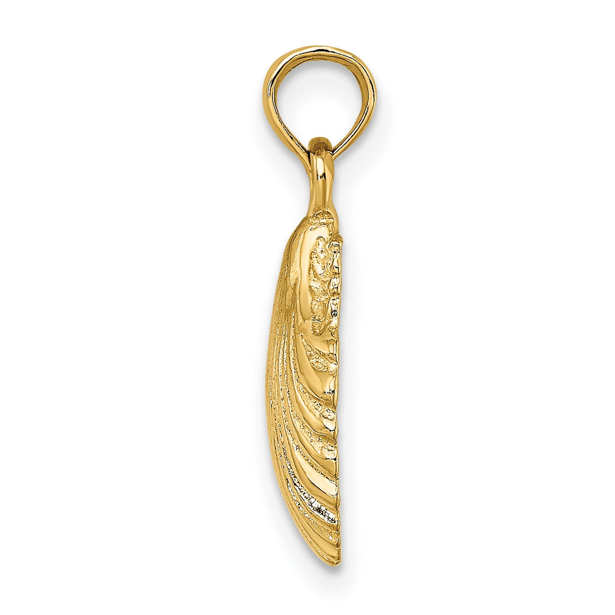 Polished Scallop Shell Charm Pendant in Real 10k Yellow Gold