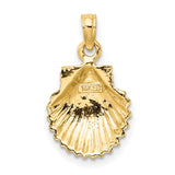 Polished Scallop Shell Charm Pendant in Real 10k Yellow Gold