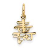 10k Yellow Gold Pendant with Chinese Longevity Symbol, Traditional Asian Charm
