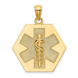 10k Yellow Gold Medical Pendant with Caduceus and Star of Life Symbols