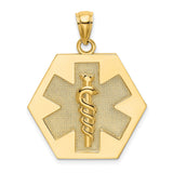 10k Yellow Gold Medical Pendant with Caduceus and Star of Life Symbols