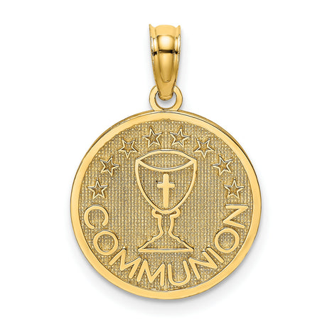 10k Yellow Gold First Communion Chalice Pendant with Cross and Stars, Religious Charm