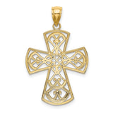10k Yellow Gold Cross Pendant, Vintage Filigree Celtic Design, Mirror Finish, Unisex Religious Jewelry