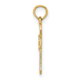 10k Yellow Gold Cross Pendant with Dove, Modern Openwork Holy Spirit Design
