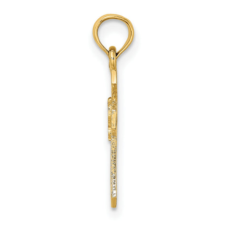10k Yellow Gold Cross Pendant with Dove, Modern Openwork Holy Spirit Design