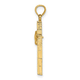 10k Yellow Gold Dove Cross Pendant, Religious Symbolism, Lightweight Design for Men and Women