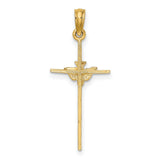 10k Yellow Gold Dove Cross Pendant, Religious Symbolism, Lightweight Design for Men and Women