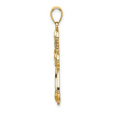 10k Yellow Gold Cross Pendant with Filigree Floral Motif and Openwork Design for Men and Women