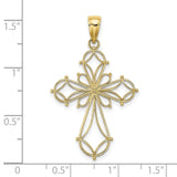 10k Yellow Gold Cross Pendant with Filigree Floral Motif and Openwork Design for Men and Women