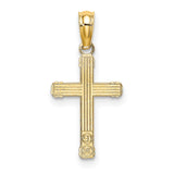 10k Yellow Gold Cross Pendant with Heart and Floral Detail Symbolizing Faith and Devotion