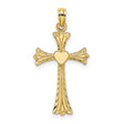 10k Yellow Gold Cross Pendant with Flared Tips and Textured Design