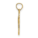 10k Yellow Gold Cross Pendant with Star Centerpiece and Openwork Hammered Design