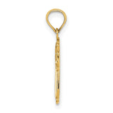 10k Yellow Gold Cross Pendant with Textured Floral Design and High Polish Finish
