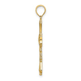 10k Yellow Gold Cross Pendant with Cut-Out Teardrop Design, Polished Religious Charm