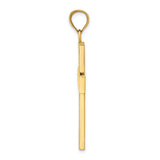 10k Yellow Gold Cross Pendant with Open Back Design, Polished Block Style for Men and Women