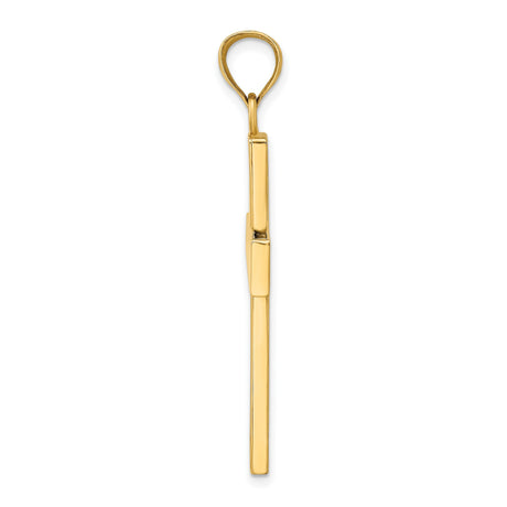 10k Yellow Gold Cross Pendant with Open Back Design, Polished Block Style for Men and Women