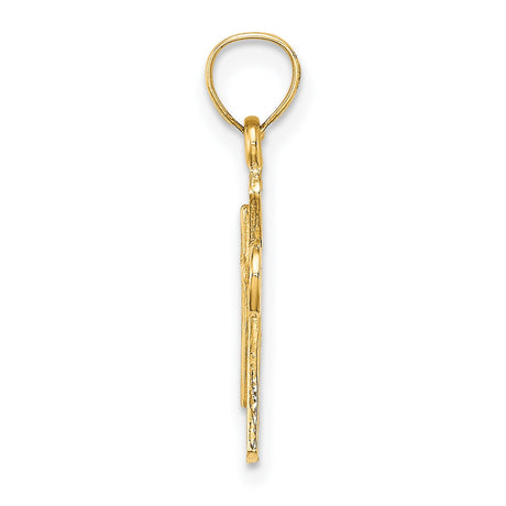 10k Yellow Gold Cross Pendant with Textured and High Polish Finish for Men and Women