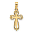 10k Yellow Gold Cross Pendant with Vintage Baroque Scroll Filigree Design