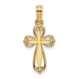 10k Yellow Gold Cross Pendant with Vintage Baroque Scroll Filigree Design