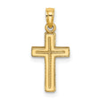 10k Yellow Gold Cross Pendant with Polished Texture and Milgrain Detailing, Unisex Faith Jewelry
