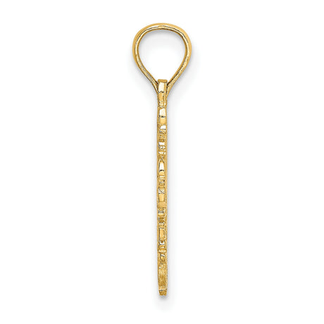 10k Yellow Gold Cross Pendant with Lace-Like Filigree Scrollwork Design