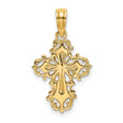 10k Yellow Gold Cross Pendant with Lace-Like Filigree Scrollwork Design