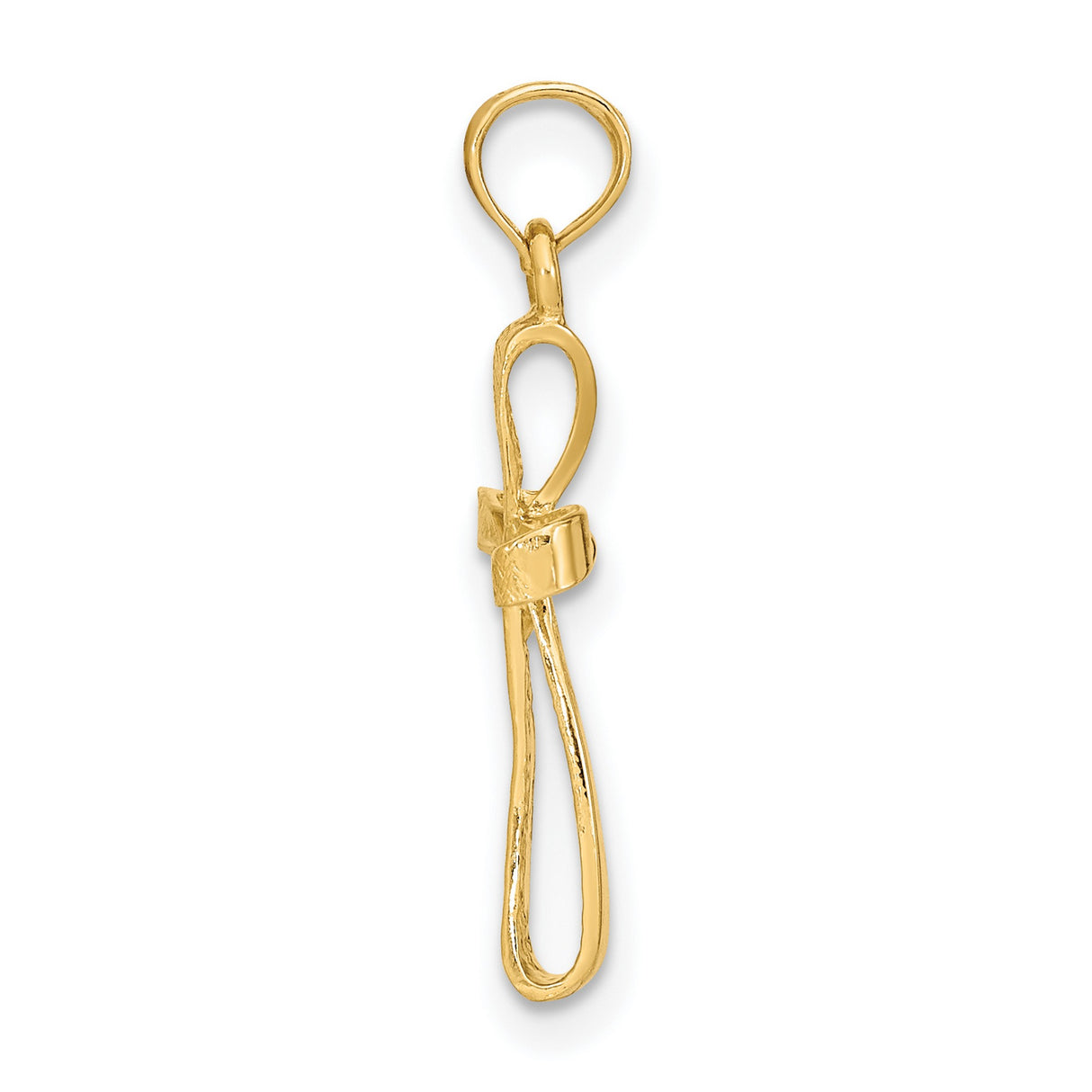 10k Yellow Gold Cross Pendant with Twisted Polished Design and Textured Ribbon Detail