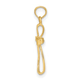 10k Yellow Gold Cross Pendant with Twisted Polished Design and Textured Ribbon Detail