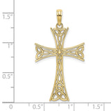 10k Yellow Gold Celtic Cross Pendant with Intricate Knot Design, Polished Finish, Unisex Religious Jewelry